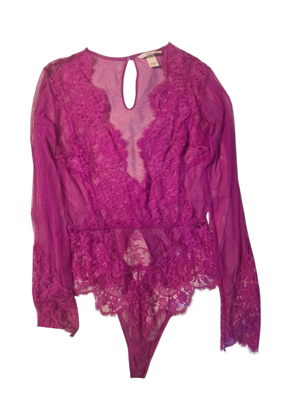 Victoria Secret Mesh Lace Long Sleeves Teddy Size S